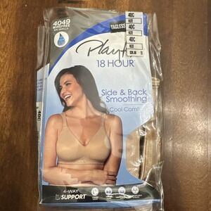 NWT Playtex Women's 40C 18 Hour Side & Back Cool Smoothing Wireless Bra Nude